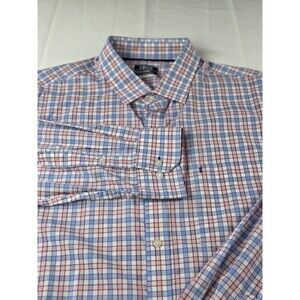 IZOD All Over‎ Stretch 16-16 1/2 Mens 34/35 Blue Check Shirt Button Down Shirt
